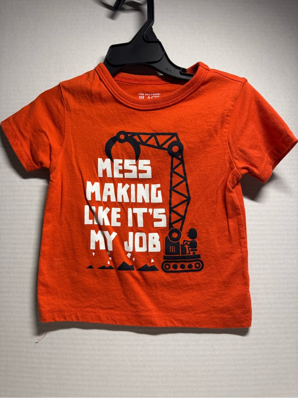 The Children's Place Orange Short Sleeve Tee with Construction Graphic